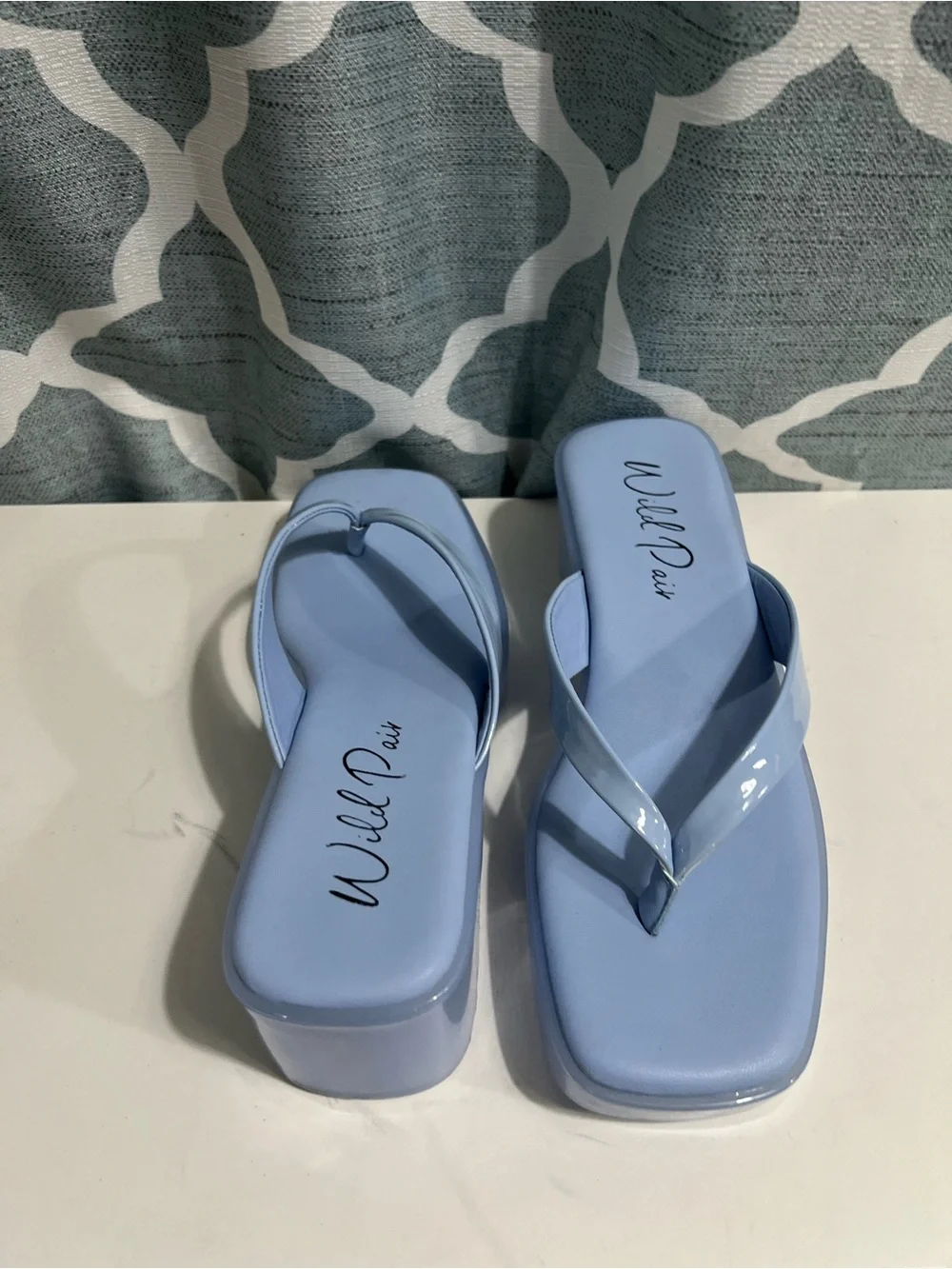 Wild Pair Light Blue Platform Thong Sandals